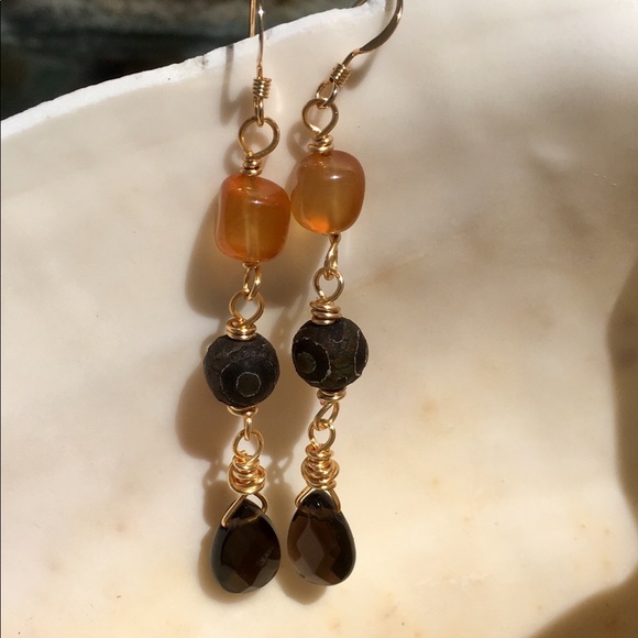 🆕 Smokey Quartz Gold Filled Earrings 📿 - Picture 3 of 3